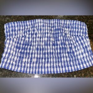Universal Thread Blue and White Checkered Fabric tube top